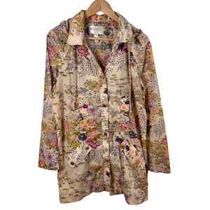 Rodarte for Target Floral Print Hooded Rain Jacket Womens M Lightweight Designer
